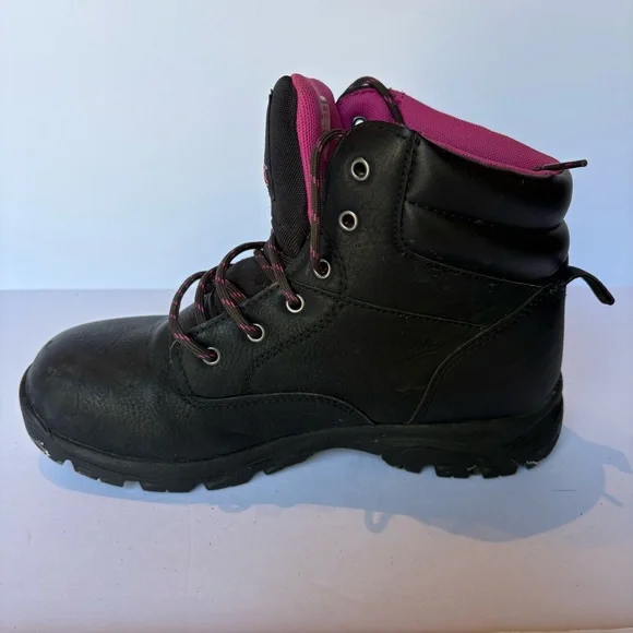 Brahma Women's Black and Pink Combat Boots Lace-up Slip resistant Size 9 - Picture 3 of 9